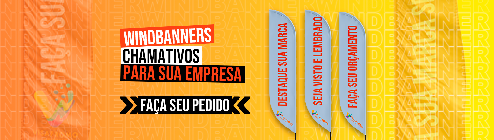 Banner Windbanner promocional, ideal para visibilidade na rua.